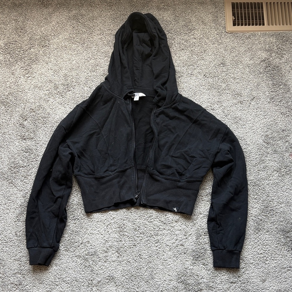 JoyLab Black Cropped Zip-Up Hoodie